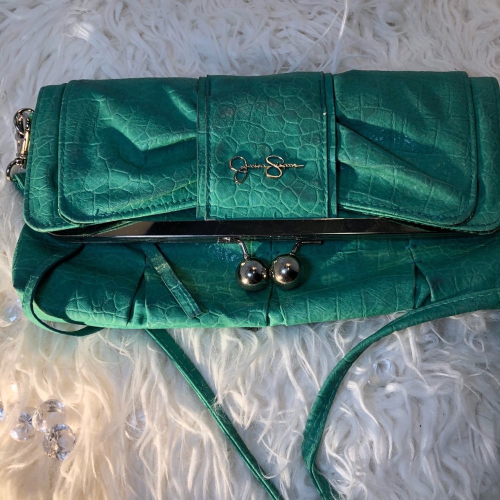 Jessica Simpson Green Bowtie Clutch